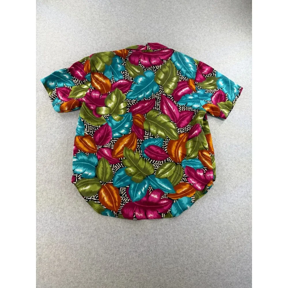Vintage Cristin Stevens 2 Piece Tropical Floral Shirt Shorts Set Medium USA